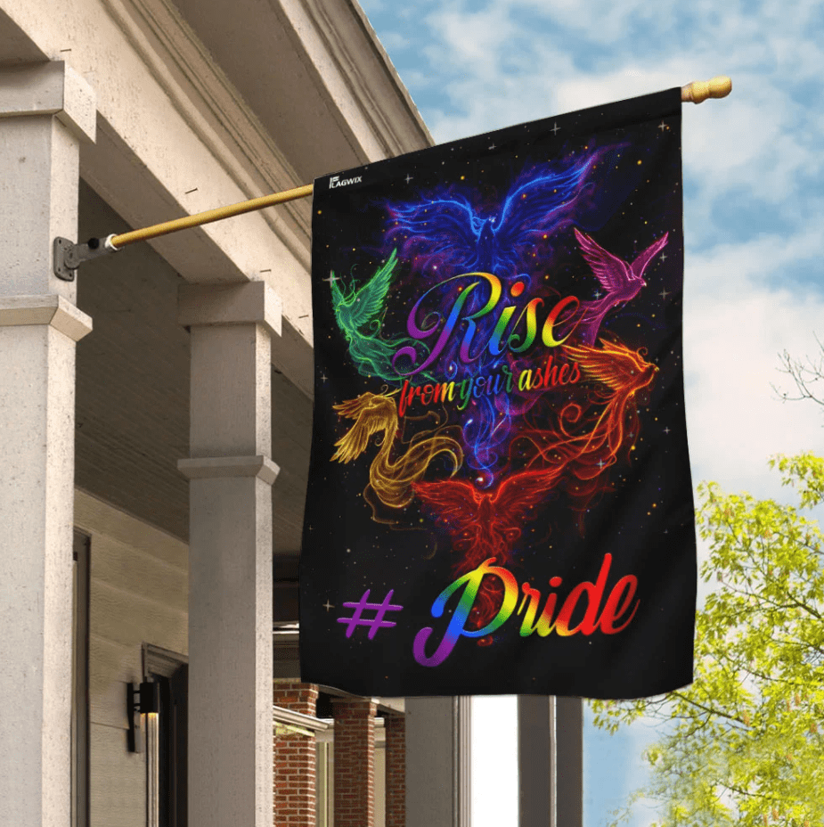  LGBT Pride Flag Rise From Your Ashes Phoenix Rainbow House Flag Pride Month Gift