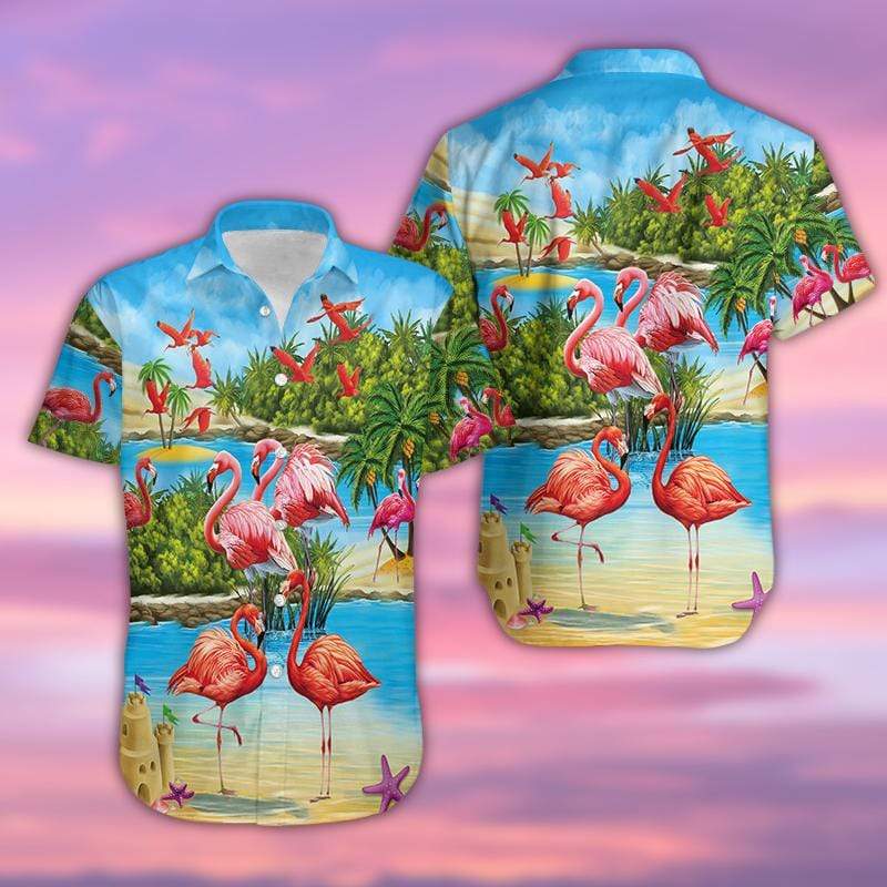 Gifury Flamingo Beach Hawaii Shirt Flamingo On The Beach Hawaiian Shirt Flamingo Aloha Shirt 2023