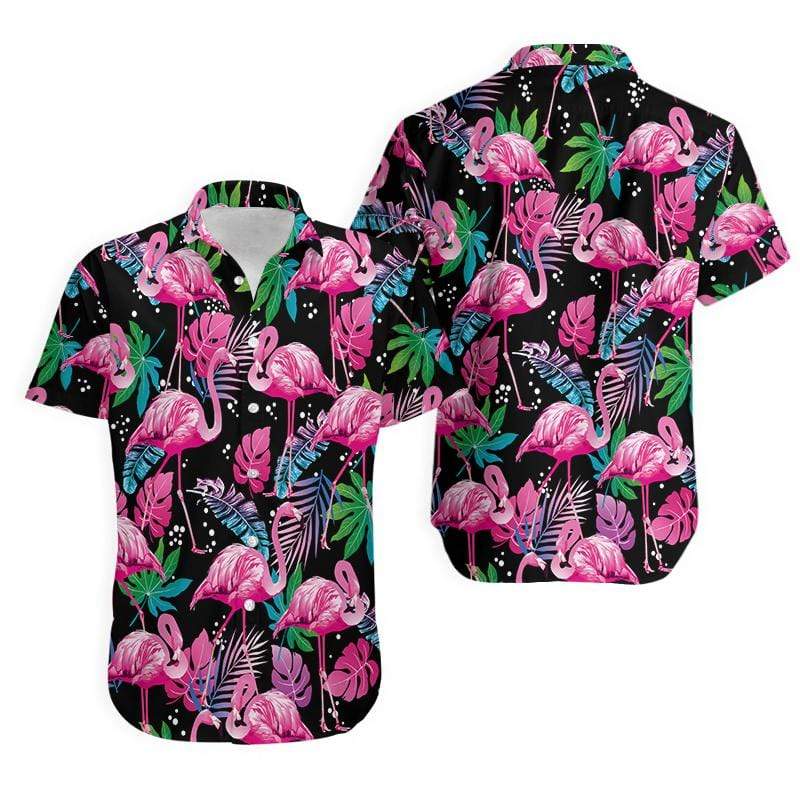 Gifury Flamingo Aloha Shirt Black Background Flamingo Tropical Hawaiian Shirt Flamingo Hawaii Shirt 2024