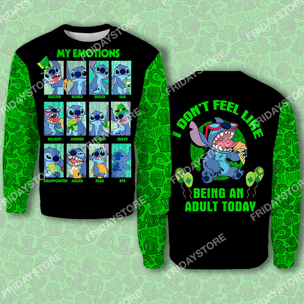  LAS T-shirt My Emotions St Patrick's Day T-shirt Cute High Quality Stitch Shirt Sweater Tank