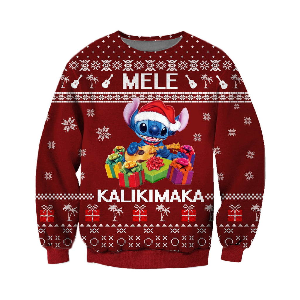  DN Chrsitmas Ugly Sweater Stitch Mele Kalikimala christmas Red Sweater