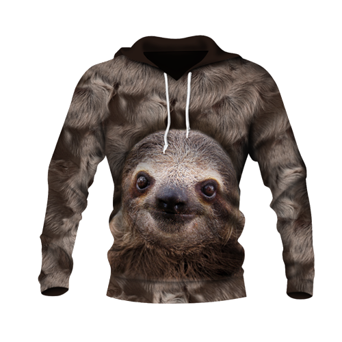  Sloth T-shirt Sloth Face Fur Custome Brown Cute T-shirt Hoodie Adult Full Print