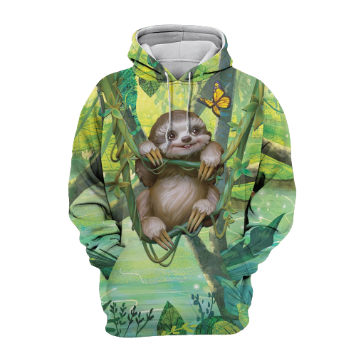  Sloth T-shirt Sloth In Jungle Rainforest Cute T-shirt Hoodie Adult Full Print