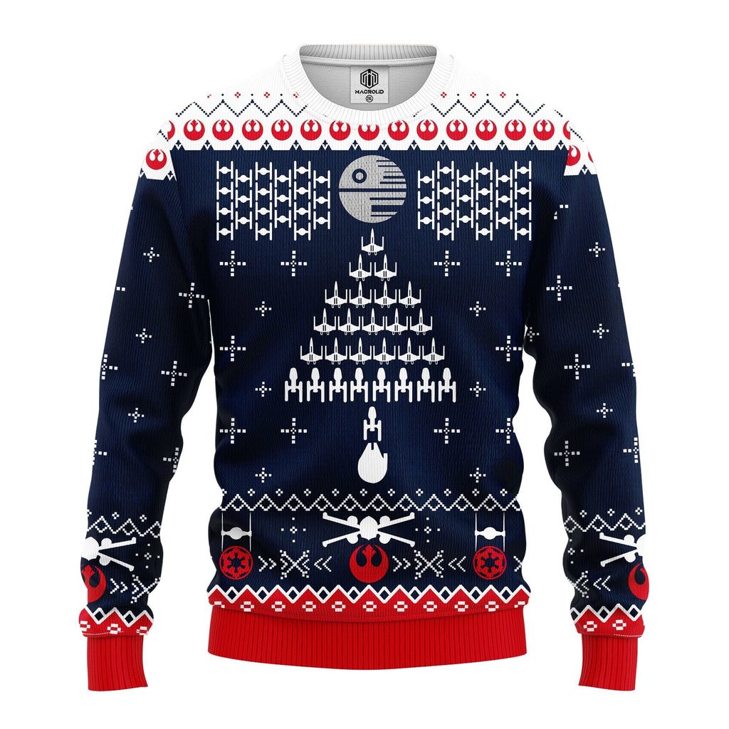 SW Christmas Sweater SW Fight Ship Blue White Ugly Sweater