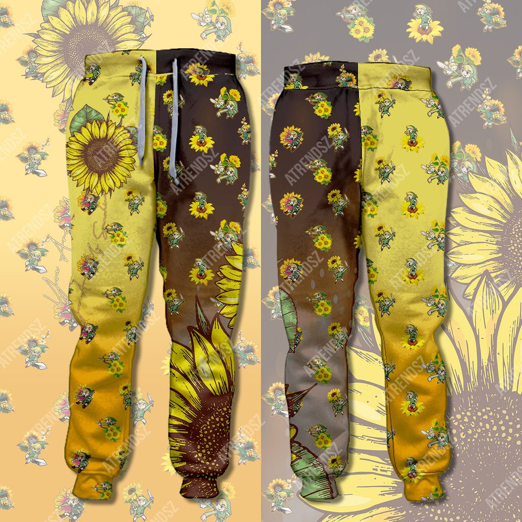  Legend Of Zelda Link Jogger Sunflower Link Pattern Yellow Pants Legend Of Zelda Pants 