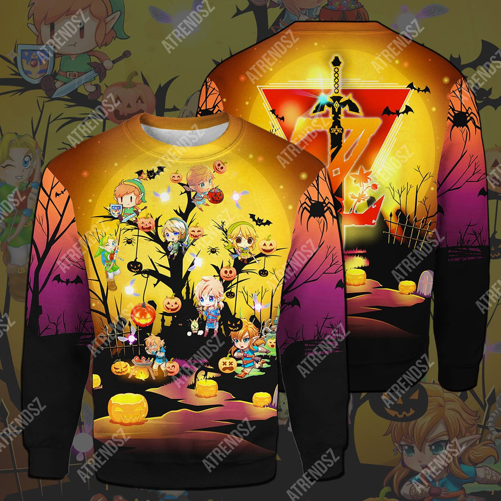  Legend Of Zelda Halloween Shirt Link Halloween Tree Z Logo T-shirt Legend Of Zelda Hoodie Sweater Tank 