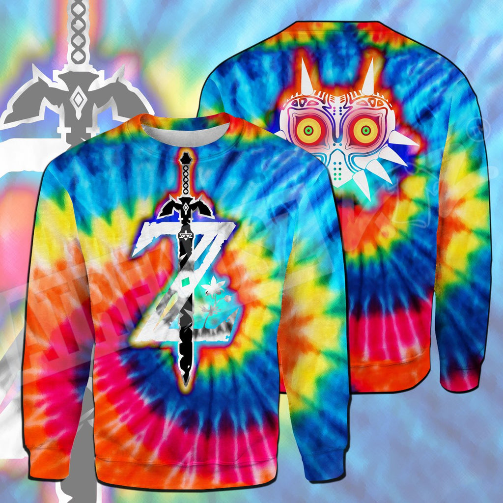  Legend Of Zelda Tie Dye Shirt Majora's Mask Z Logo Tie Dye T-shirt Legend Of Zelda Hoodie Sweater Tank 