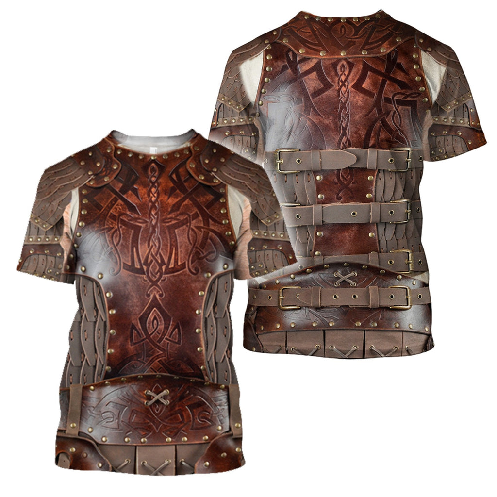  Viking Shirt Viking Armor Norse Art Style Costume Brown 3d T-shirt Viking Hoodie Adult Full Print