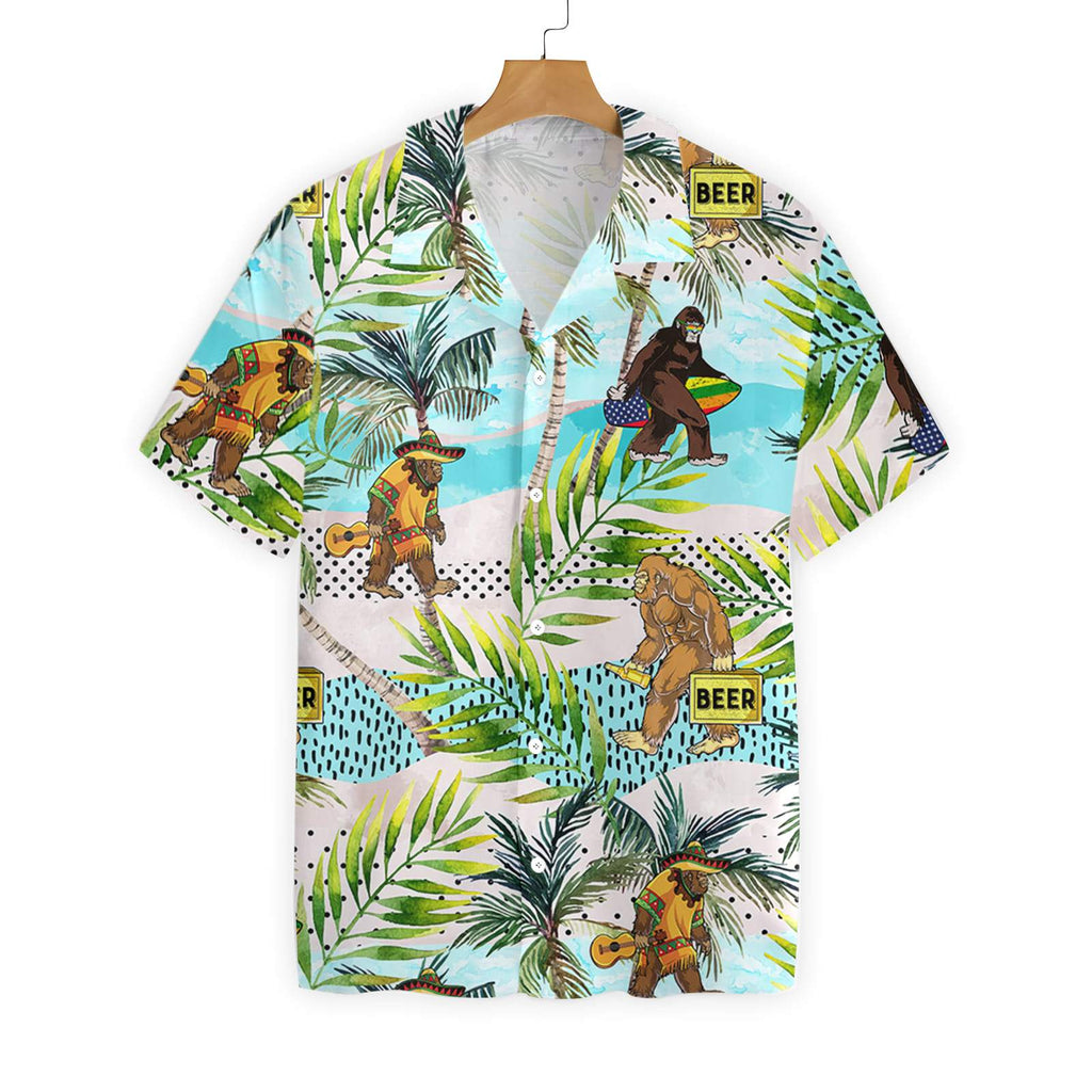 Bigfoot Hawaiian Shirt Bigfoot Summer Vacation Palm Tree Hawaii Aloha Shirt