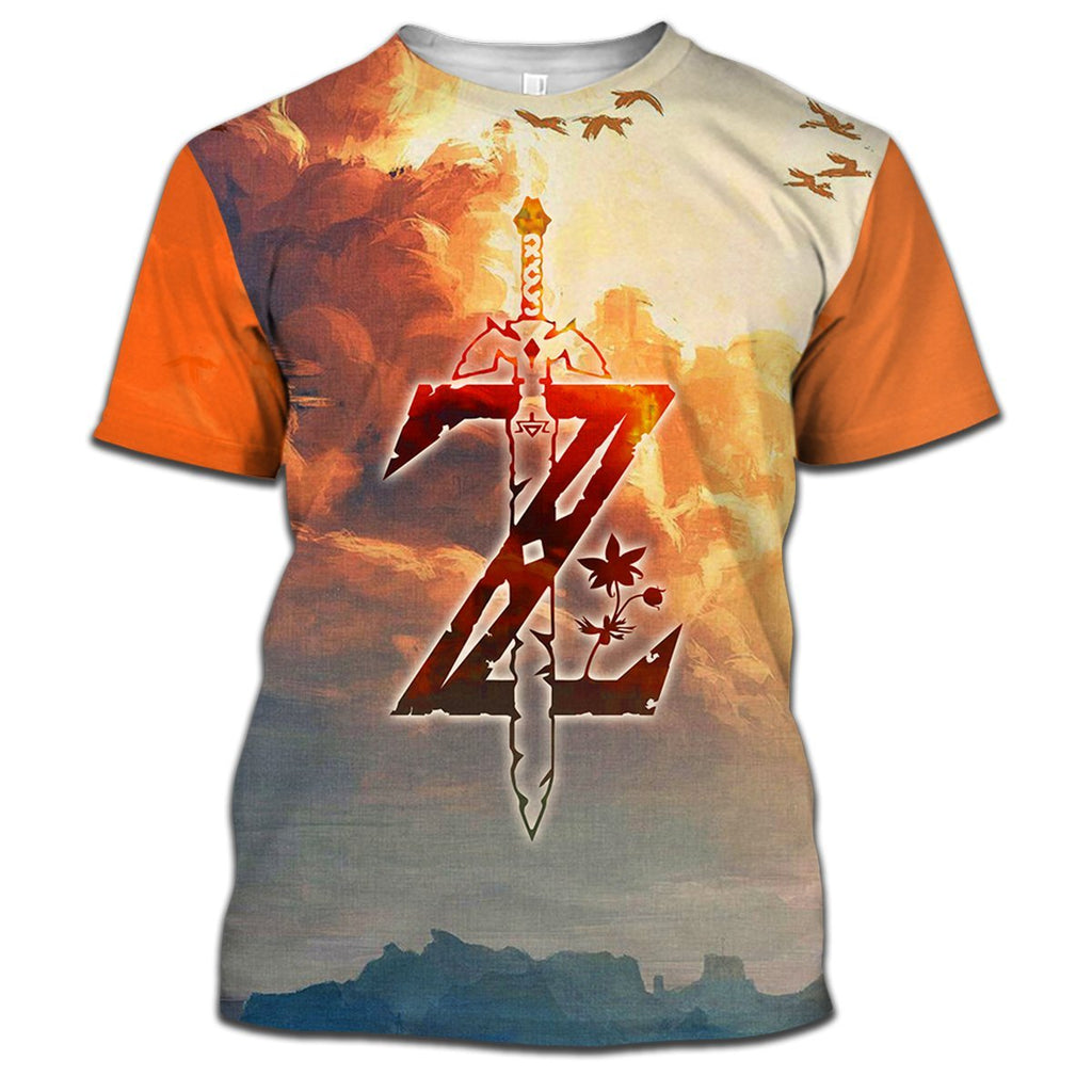  Legend Of Zelda Shirt Sunset On The Ocean Botw Z Logo T-shirt Legend Of Zelda Hoodie 