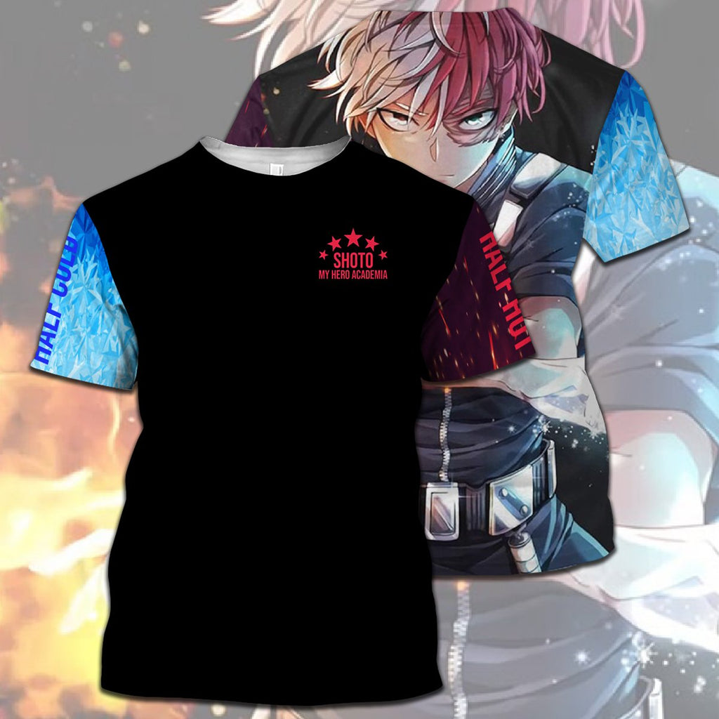  My Hero Academia T-shirt Todoroki Shouto Half Cool Half Hot Red Blue T-shirt Hoodie  