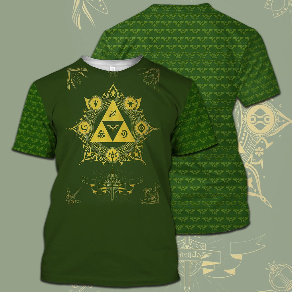  Legend Of Zelda Shirt Triforce Hyrule's Symbol Goddess Pearls T-shirt Legend Of Zelda Hoodie 