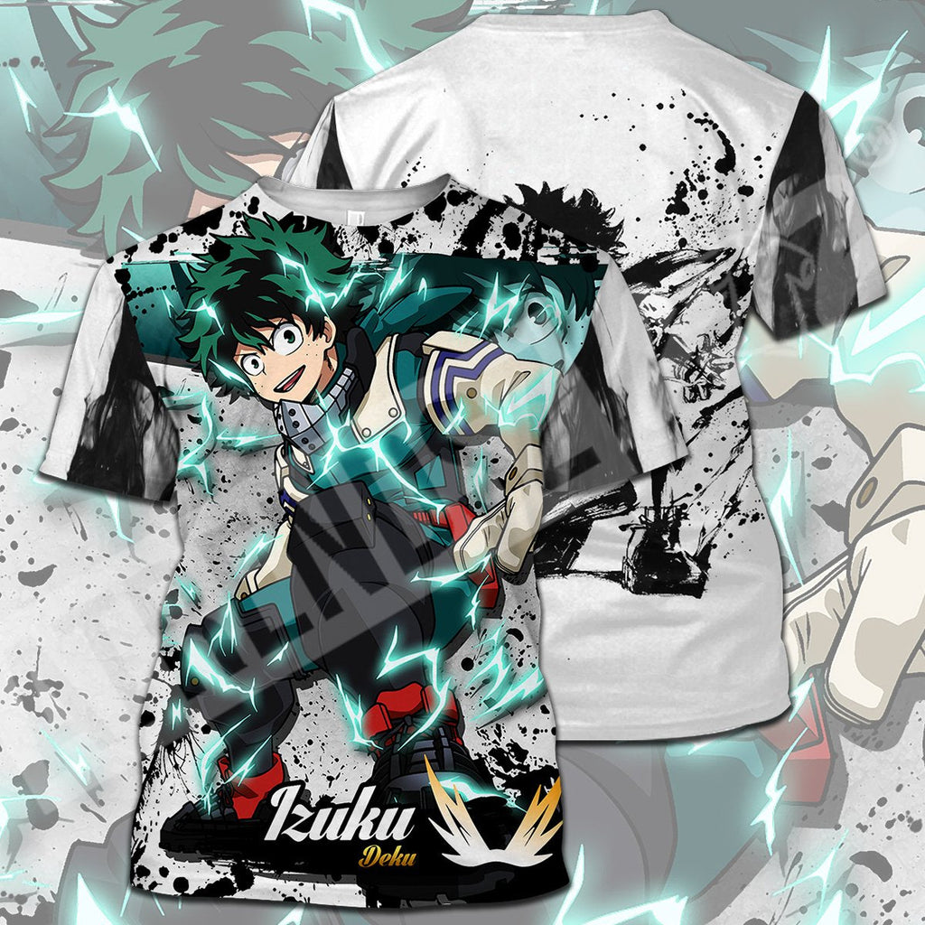  My Hero Academia T-shirt Izuku Deku Black White T-shirt Hoodie  