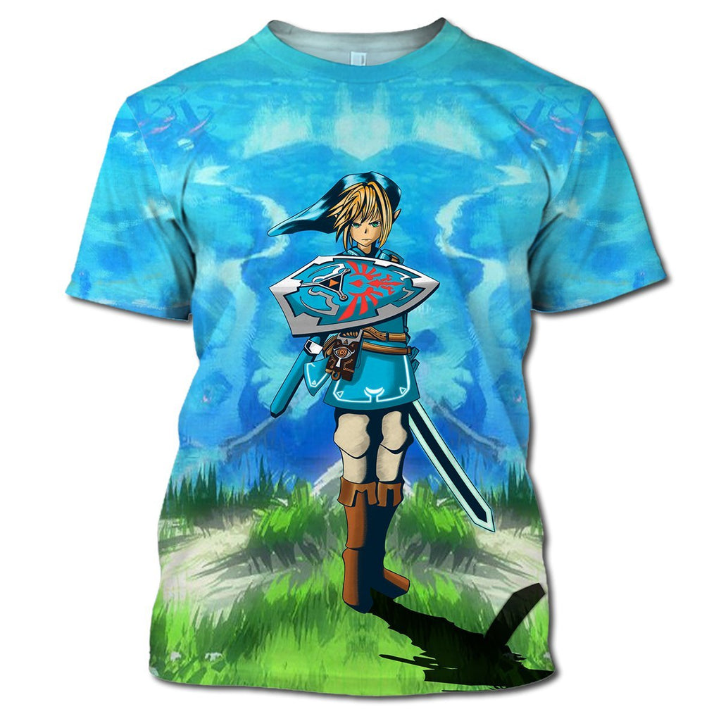  Legend Of Zelda Shirt Link Botw Shield Blue Sky T-shirt Legend Of Zelda Hoodie 