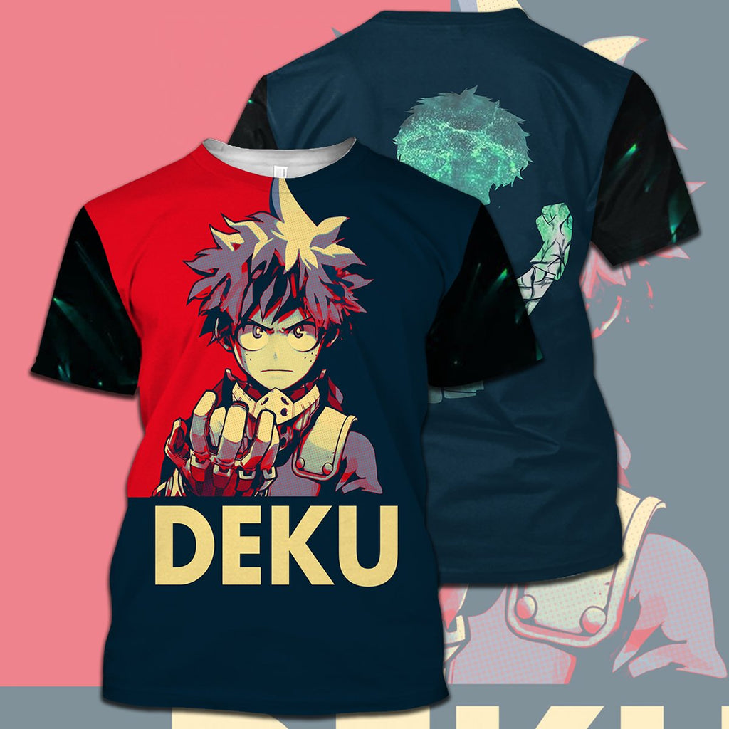  My Hero Academia T-shirt Deku Red Blue Black T-shirt Hoodie   Anime Fan Gift