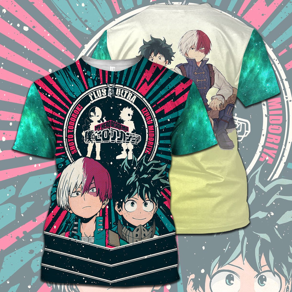  My Hero Academia T-shirt Vintage Midoriya Izuku Plus Ultra Todoroki Shouto Green T-shirt Hoodie  