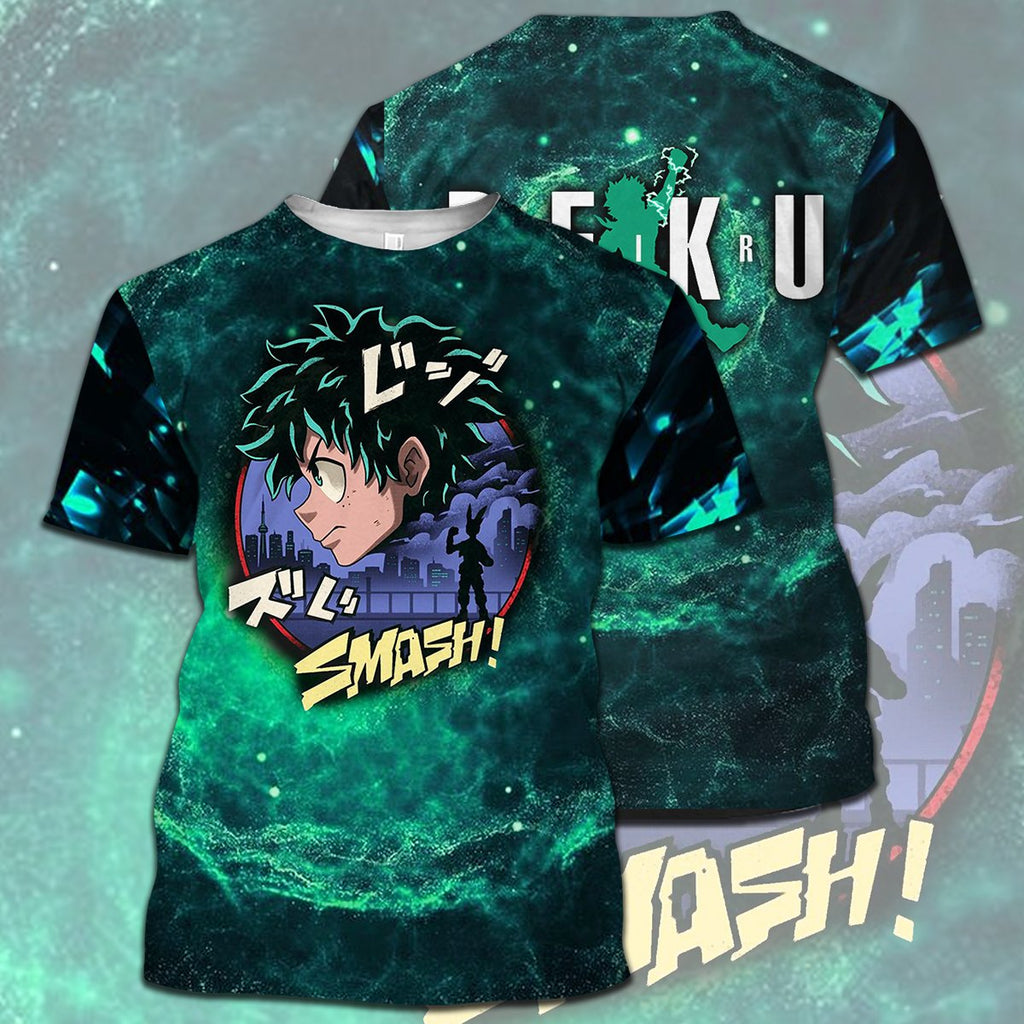  My Hero Academia T-shirt Deku Smash Midoriya Izuku Green T-shirt Hoodie  