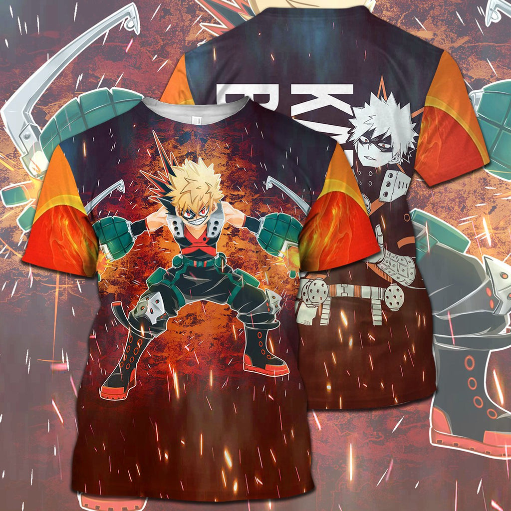  My Hero Academia T-shirt Bakugo Katsuki All Fire Orange T-shirt Hoodie  