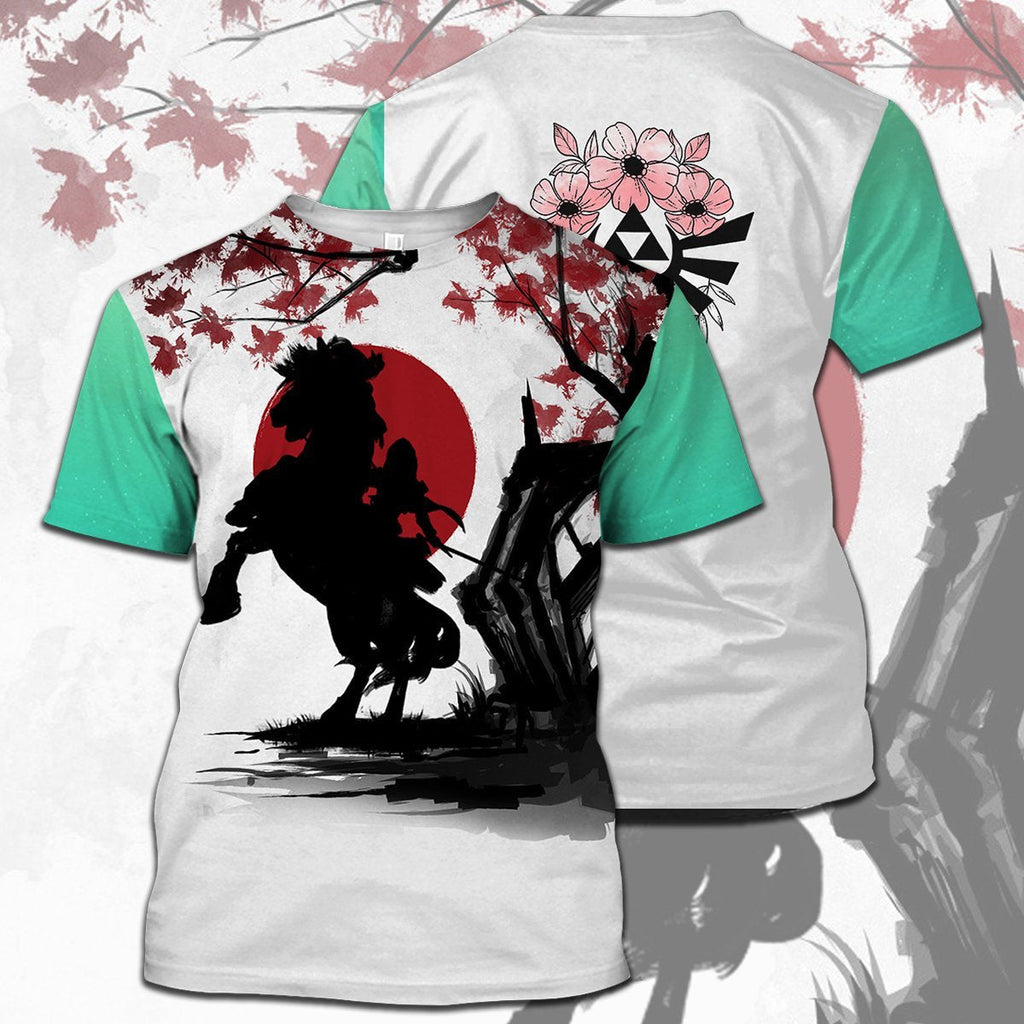  Legend Of Zelda Shirt Link Silhouette Cherry Blossom Painting T-shirt Legend Of Zelda Hoodie 