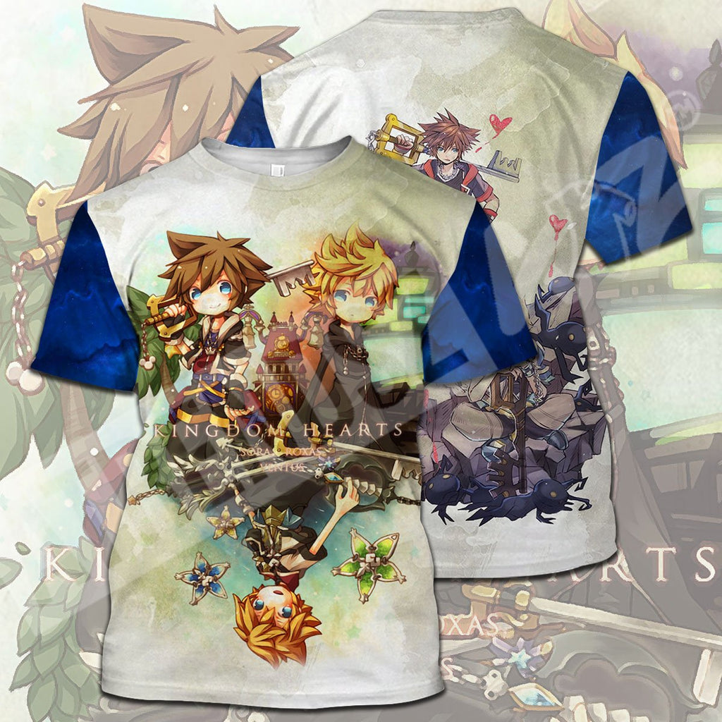  Kingdom Hearts T-shirt Sora Ventus Roxas Chibi Blue T-shirt Hoodie  