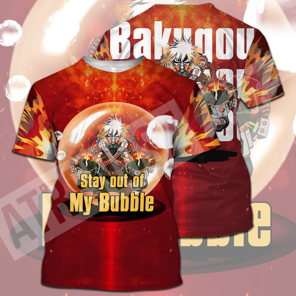  My Hero Academia T-shirt Bakugou Stay Out Of My Bubble Red T-shirt Hoodie  