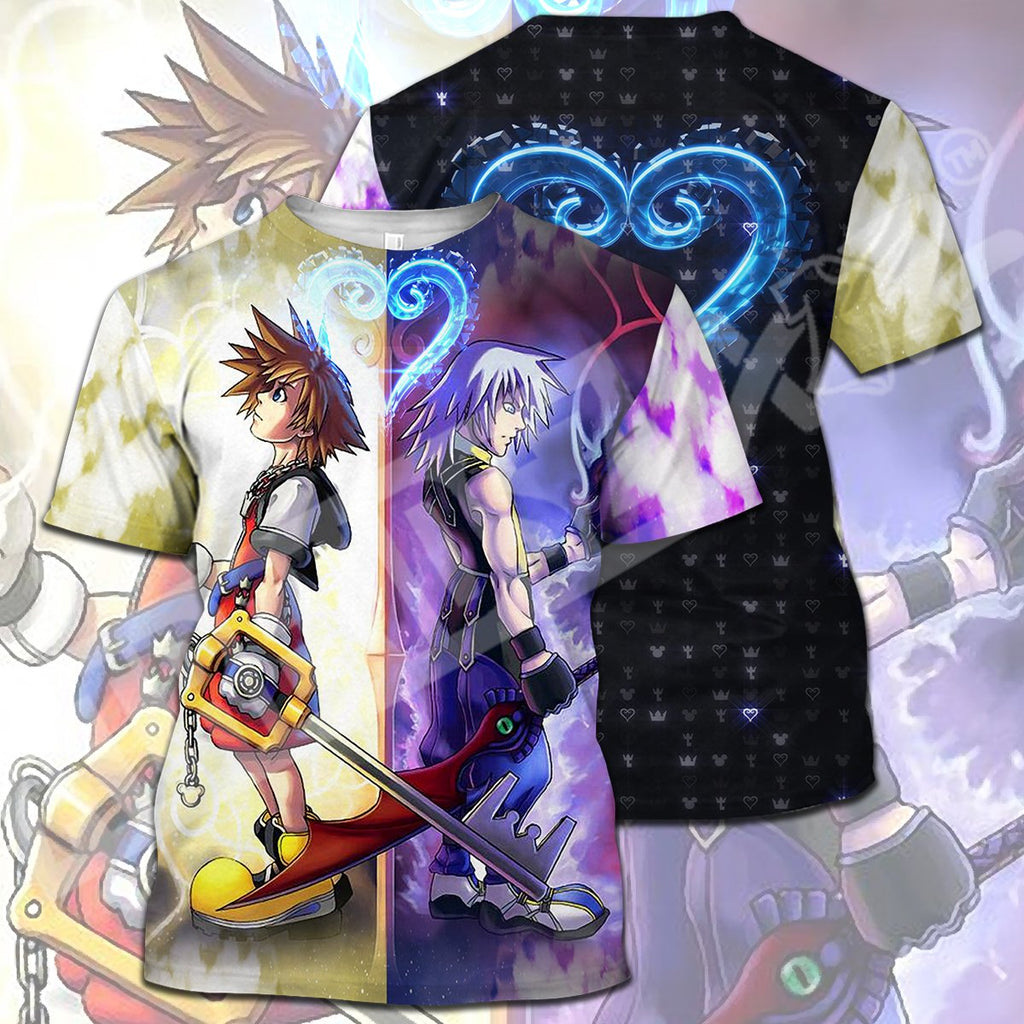  Kingdom Hearts T-shirt Sora Riku Kingdom Hearts Pattern Crystal Logo T-shirt Hoodie  