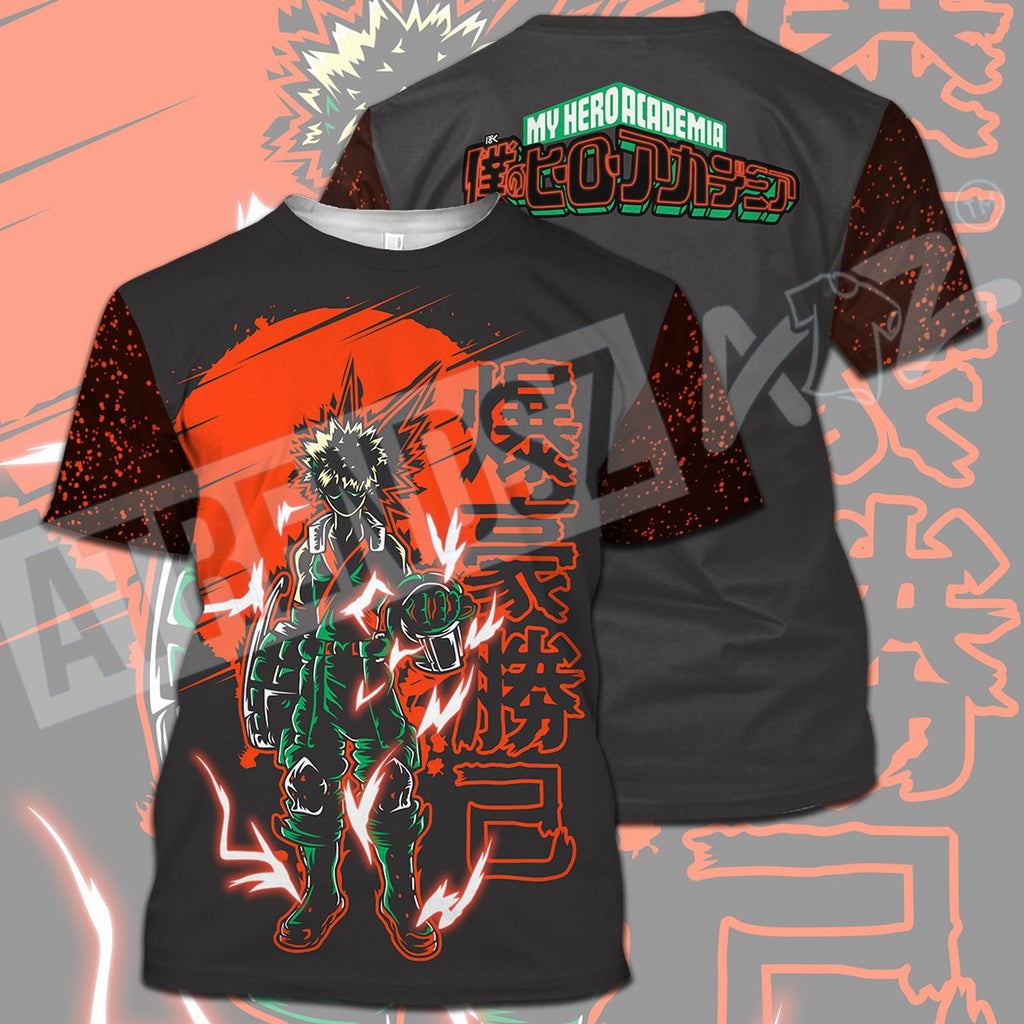  My Hero Academia T-shirt Bakugo Orange Grey My Hero Academia Logo T-shirt Hoodie  