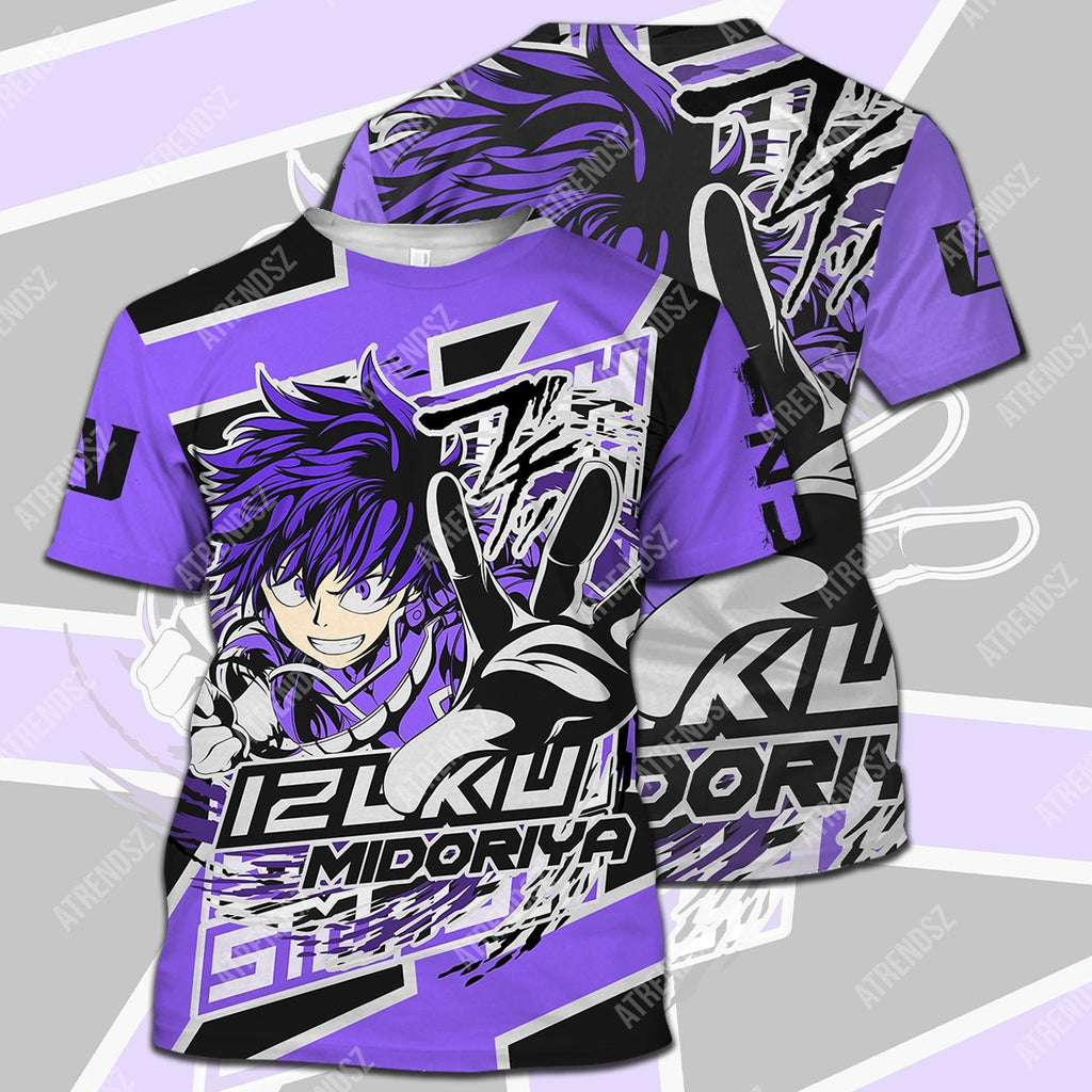  My Hero Academia T-shirt Midoriya Izuku Black Purple Boku No Hero Academia Purple Black T-shirt Hoodie  