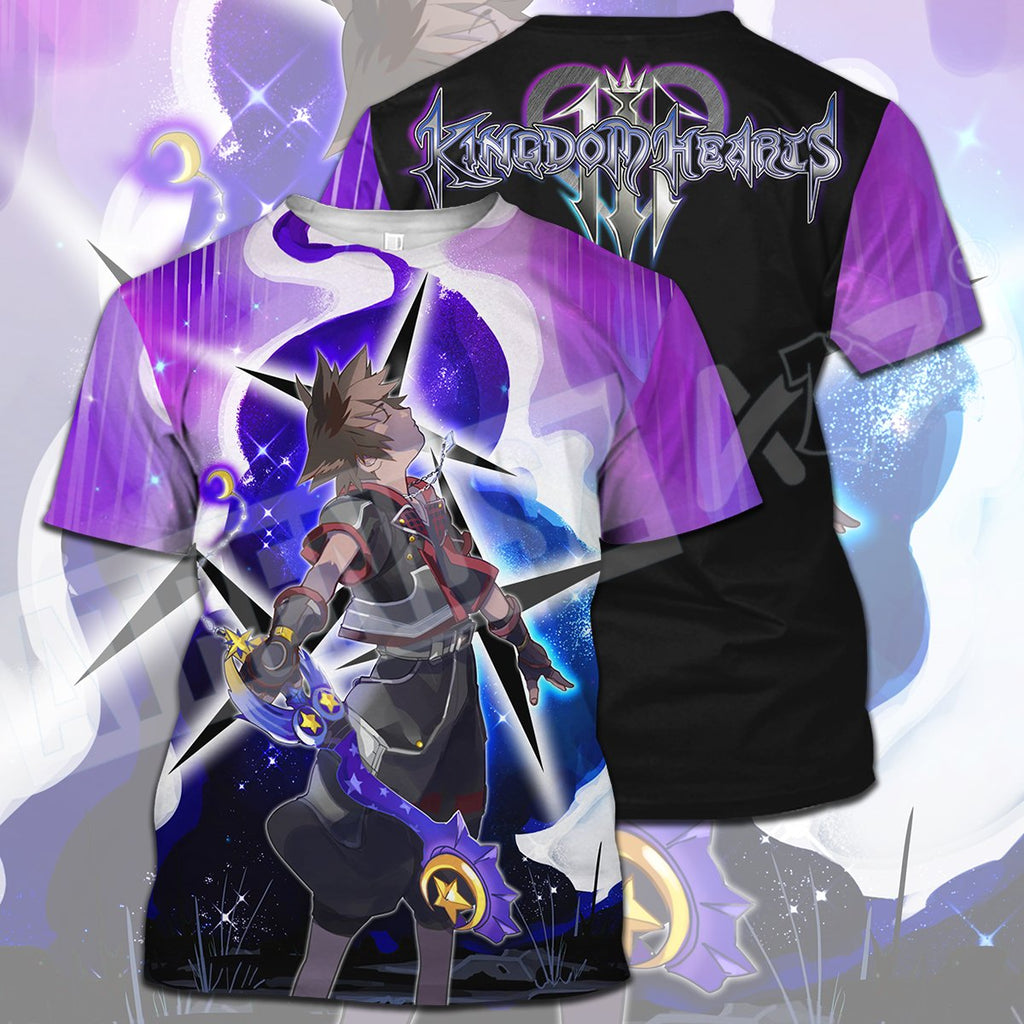  Kingdom Hearts T-shirt Sora Kingdom Hearts 3 Logo Black Purple T-shirt Hoodie  