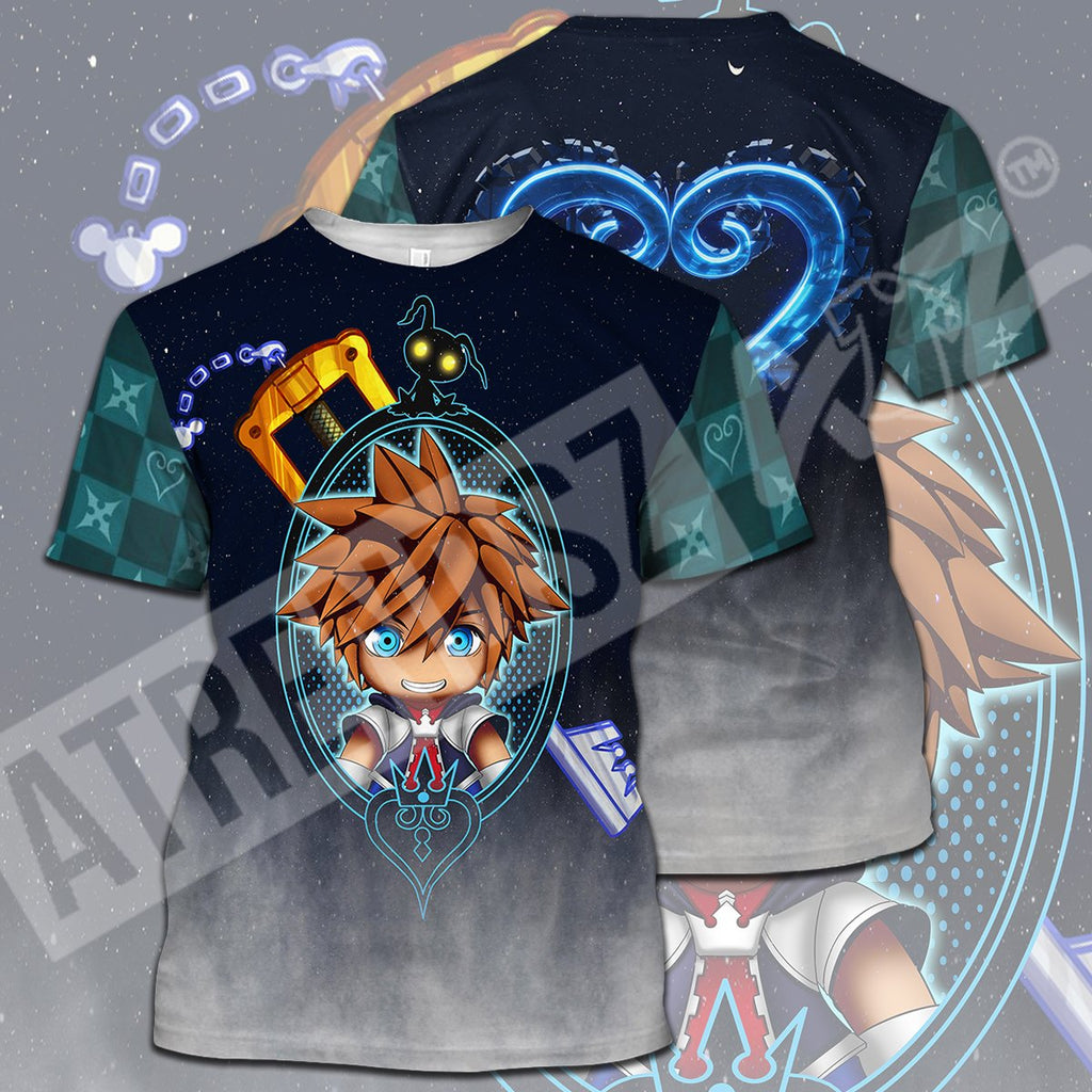  Kingdom Hearts T-shirt Chibi Sora Shadow Crystal Kingdom Hearts Logo Green T-shirt Hoodie  