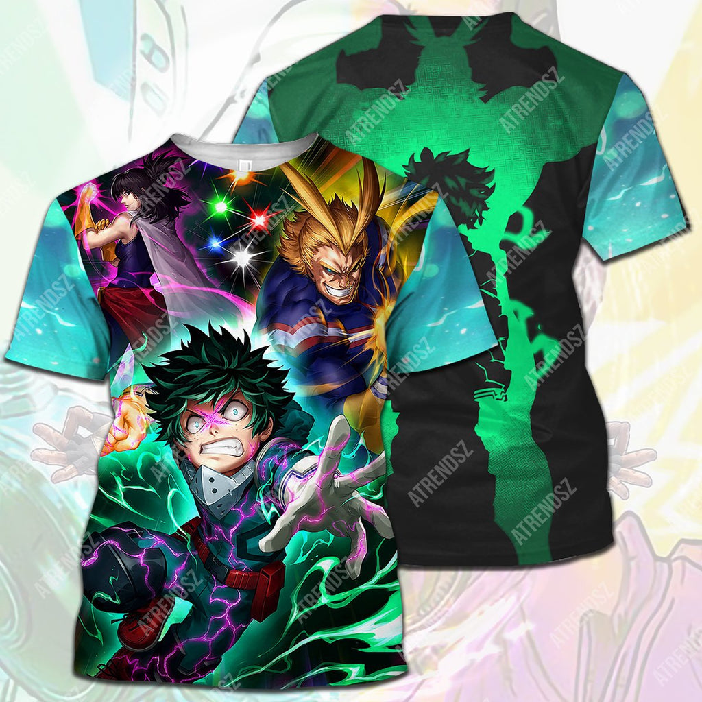  My Hero Academia T-shirt Midoriya Izuku All Might Nana Shimura Blue T-shirt Hoodie  