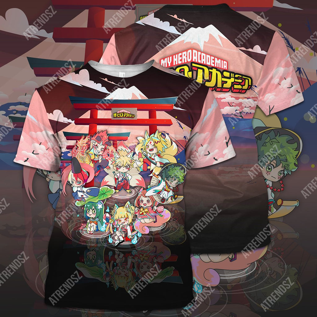  My Hero Academia T-shirt Characters Japanese Yokai Pink My Hero Academia Logo T-shirt Hoodie  