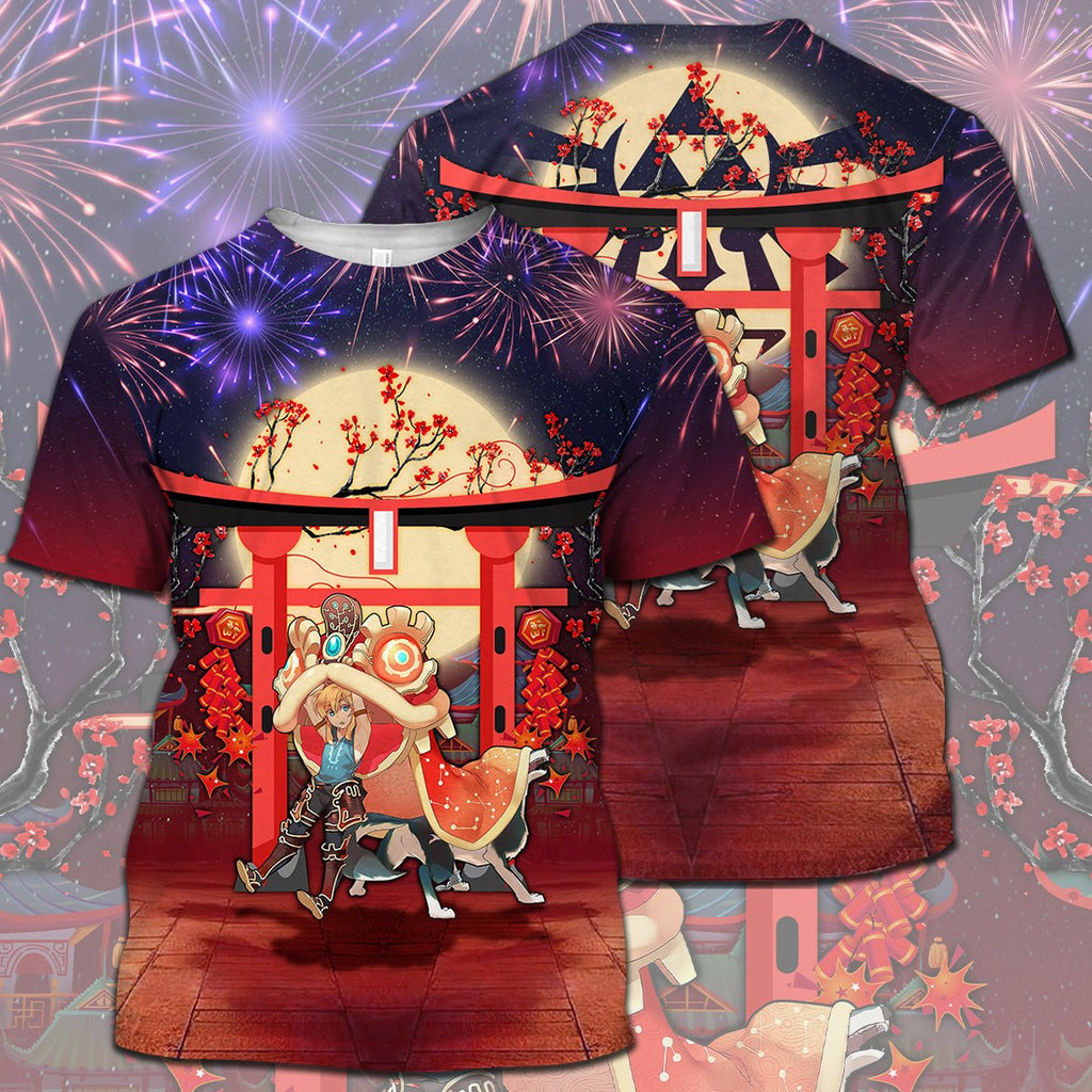  Legend Of Zelda Shirt Link Wolf Link Botw New Year Fireworks T-shirt Legend Of Zelda Hoodie 