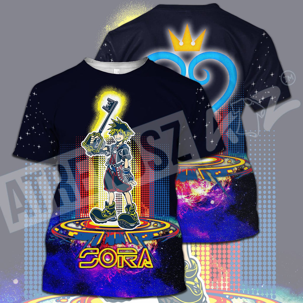  Kingdom Hearts T-shirt Sora Electric Galaxy Black Kingdom Hearts Logo T-shirt Hoodie  