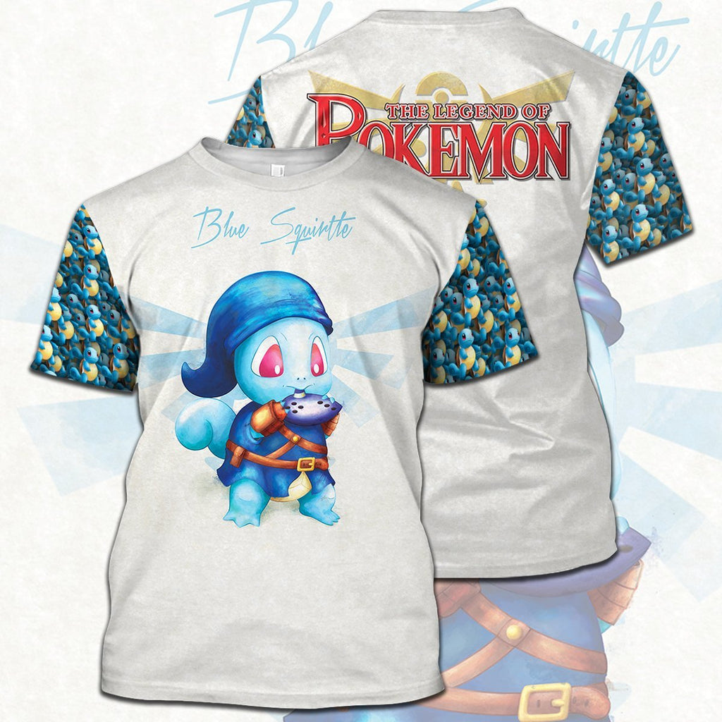  Legend Of Zelda Pokemon Shirt Crossover Squirtle Link Blue T-shirt Legend Of Zelda Hoodie 