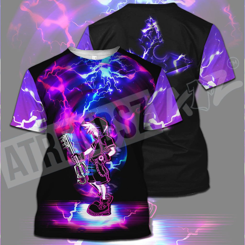  Kingdom Hearts T-shirt Sora Thunder Kingdom Hearts Nobody Symbol Purple Black T-shirt Hoodie  