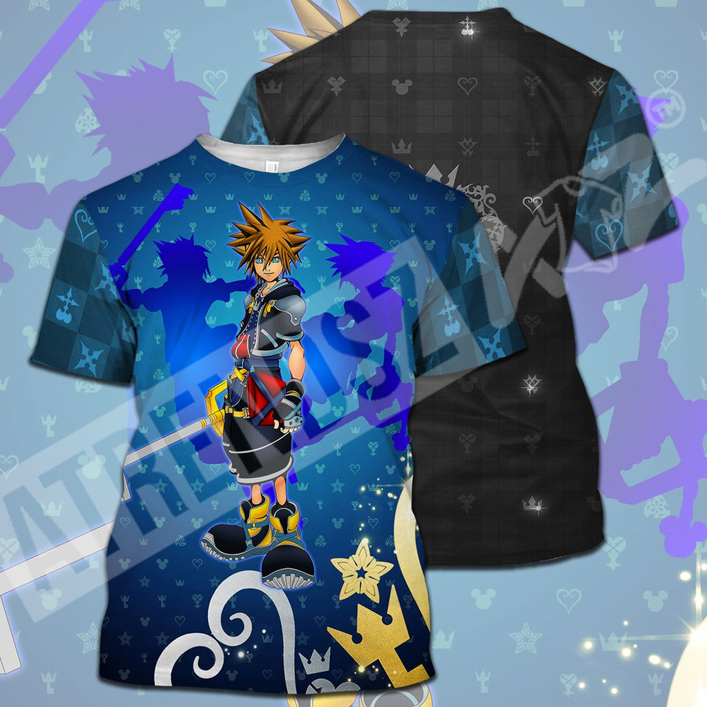  Kingdom Hearts T-shirt Sora Kingdom Hearts Heartless Mickey Head Pattern Blue T-shirt Hoodie  