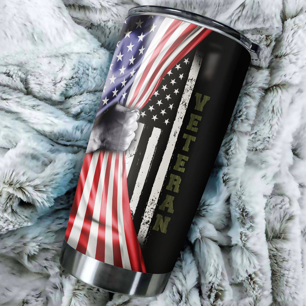 Friday89 US Veteran Tumbler 20 oz American Flag Camo Tumbler 20 oz Military Tumbler Cups