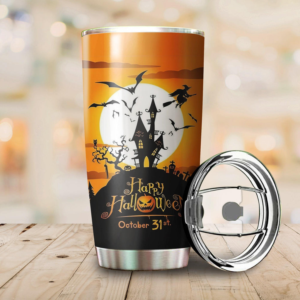 Gifury Halloween Tumbler 20 Oz Happy Halloween 31st October Black Cat Orange Tumbler Halloween Travel Mug 2025