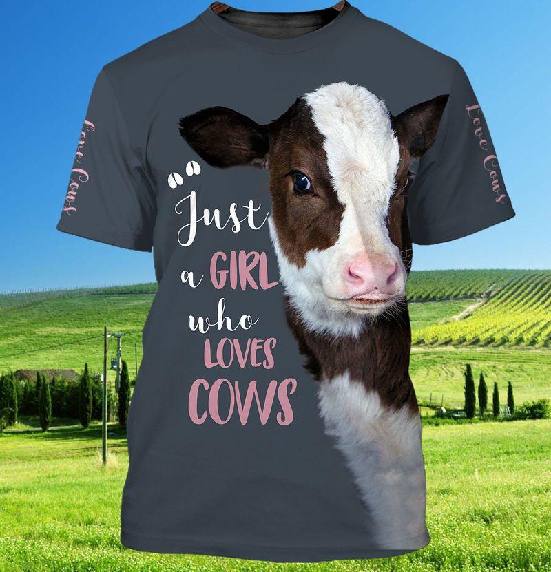 Gifury Cow Shirt Cow Apparel Just A Girl Who Loves Cow Farmer Grey Hoodie Cow Hoodie 2023