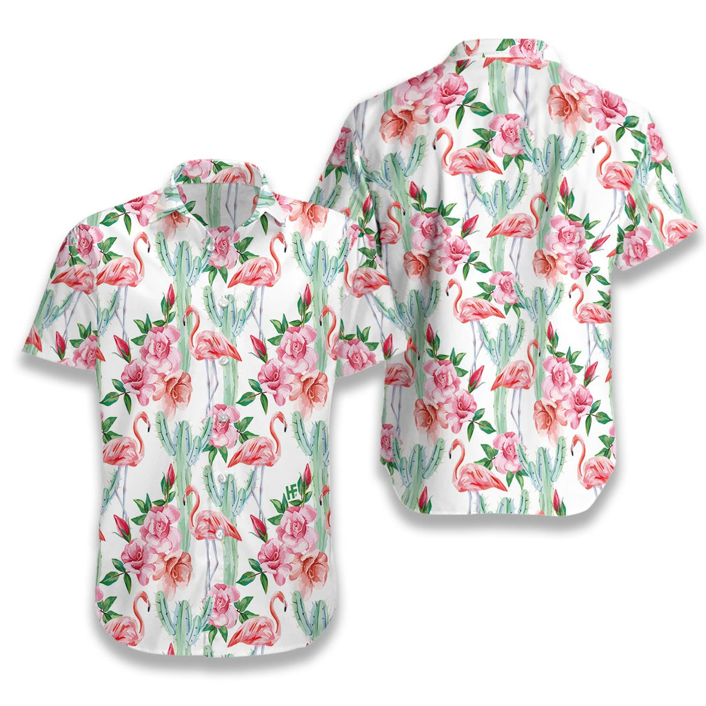 Gifury Flamingo Aloha Shirt White Flamingo Cactus Hawaiian Shirt Flamingo Aloha Shirt 2024