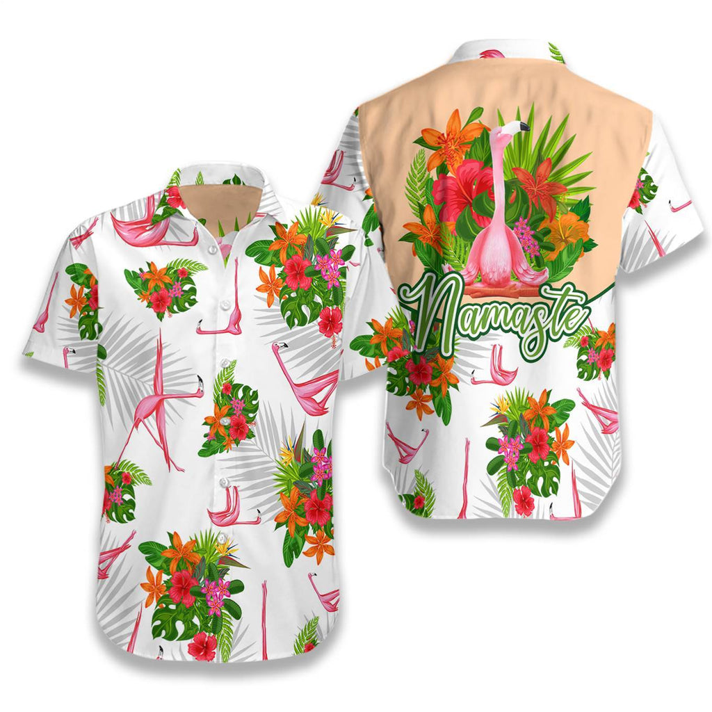 Gifury Yoga Flamingo Hawaii Shirt Hibiscus Yoga Flamingo Hawaiian Shirt Flamingo Aloha Shirt 2024