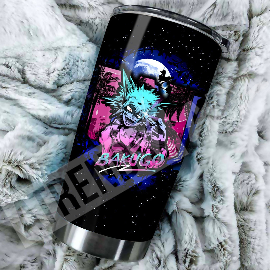  My Hero Academia Tumbler Bakugo Pink Blue Black Galaxy Tumbler Cup Travel Mug For Anime Fan