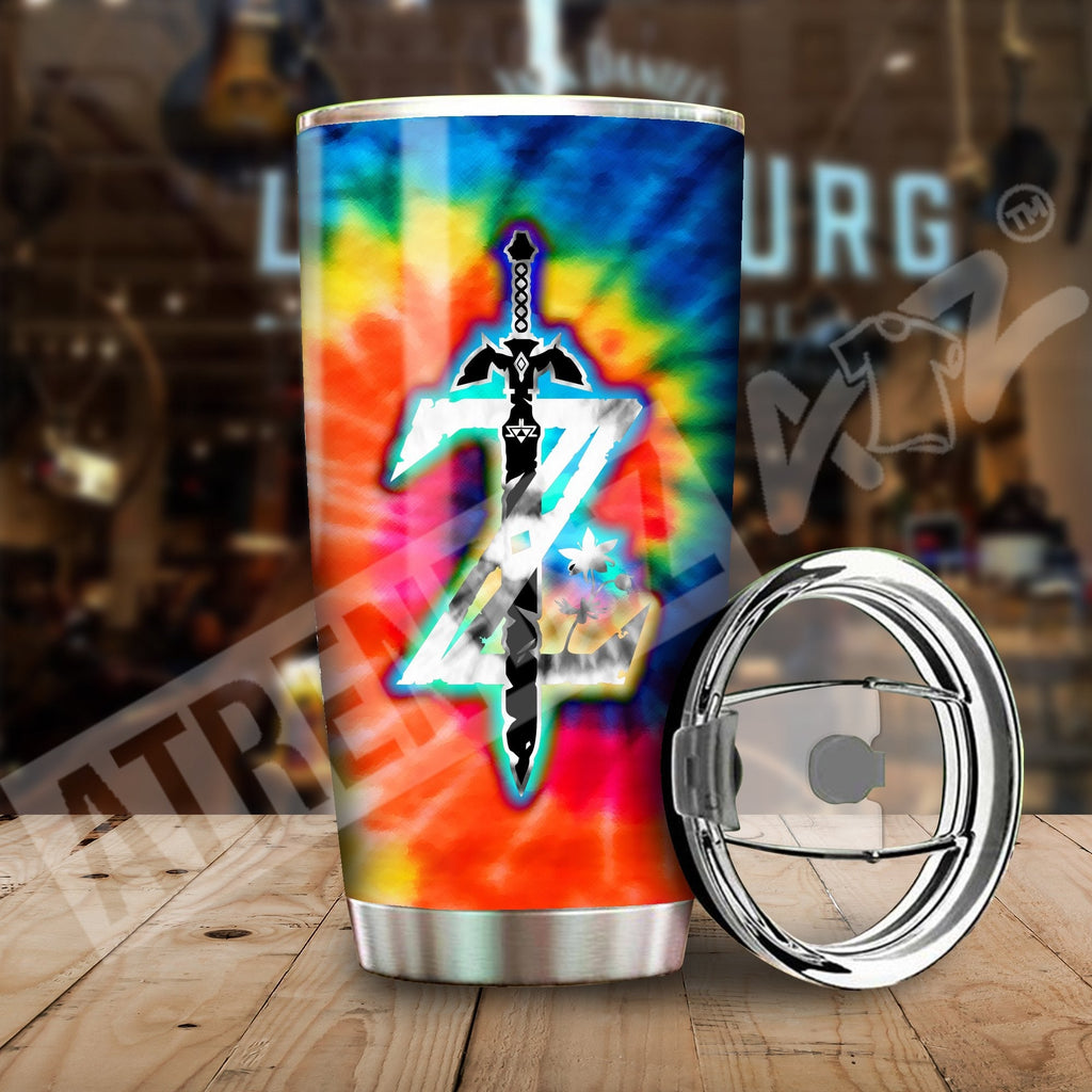  Legend Of Zelda Tumbler Cup Tie Dye Breath Of The Wild Z Logo Tumbler Legend Of Zelda Travel Mug 