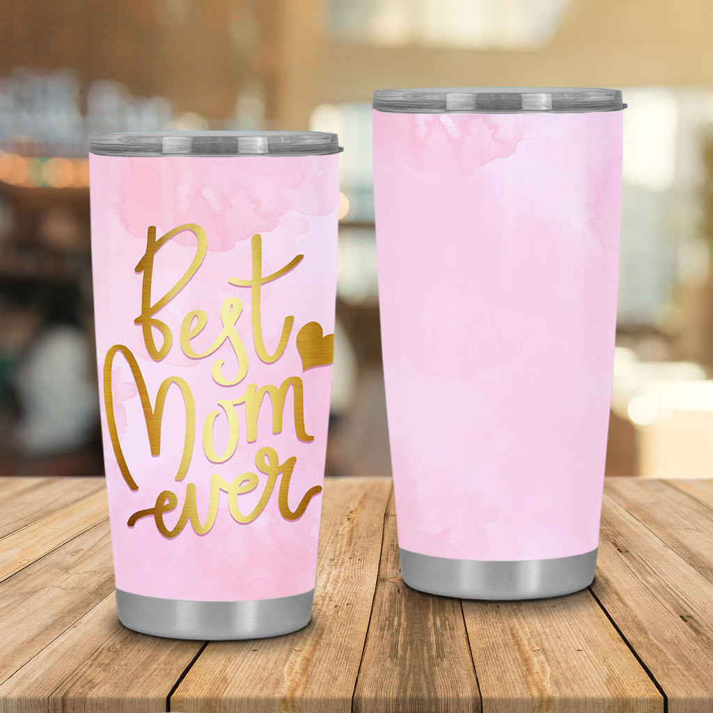 Gifury Mother Tumbler 20 oz Mothers Travel Mug Best Mom Ever Sublimation Tumbler Pink Golden Mothers Day Gift 2023