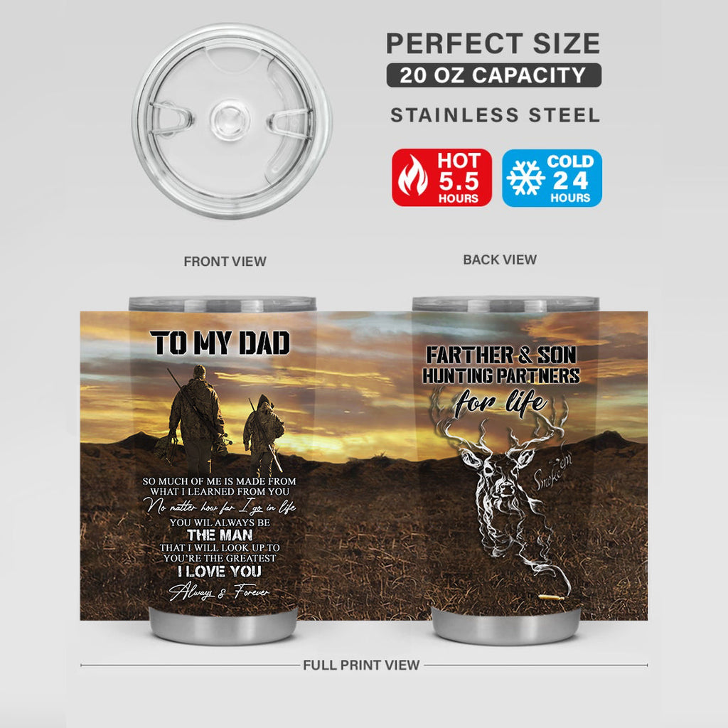 Gifury Father Hunting Tumbler 20 oz Hunting Partners For Life Tumbler 20 oz Best gift For Father's Day Hunting Travel Mug 2023