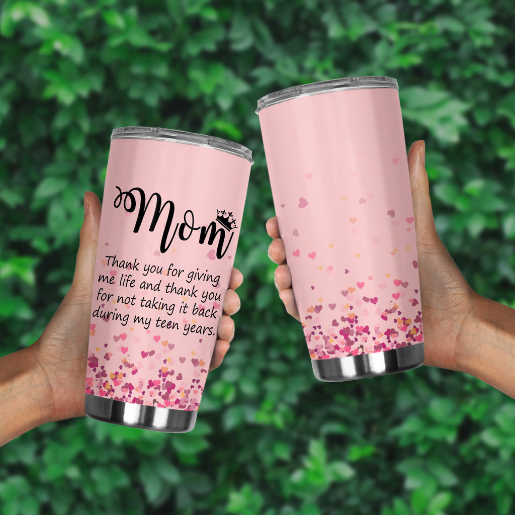 Gifury Mother Tumbler 20 oz Mothers Travel Mug Mom Thank You For Giving Me Life Sublimation Tumbler Pink Mothers Day Gift 2025