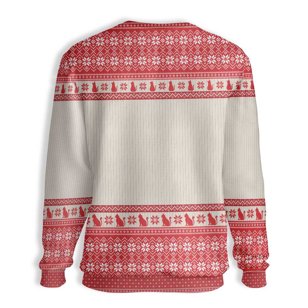 Gifury Cat Sweater Cat Scratch White Red Ugly Sweater Cat Ugly Sweater 2023