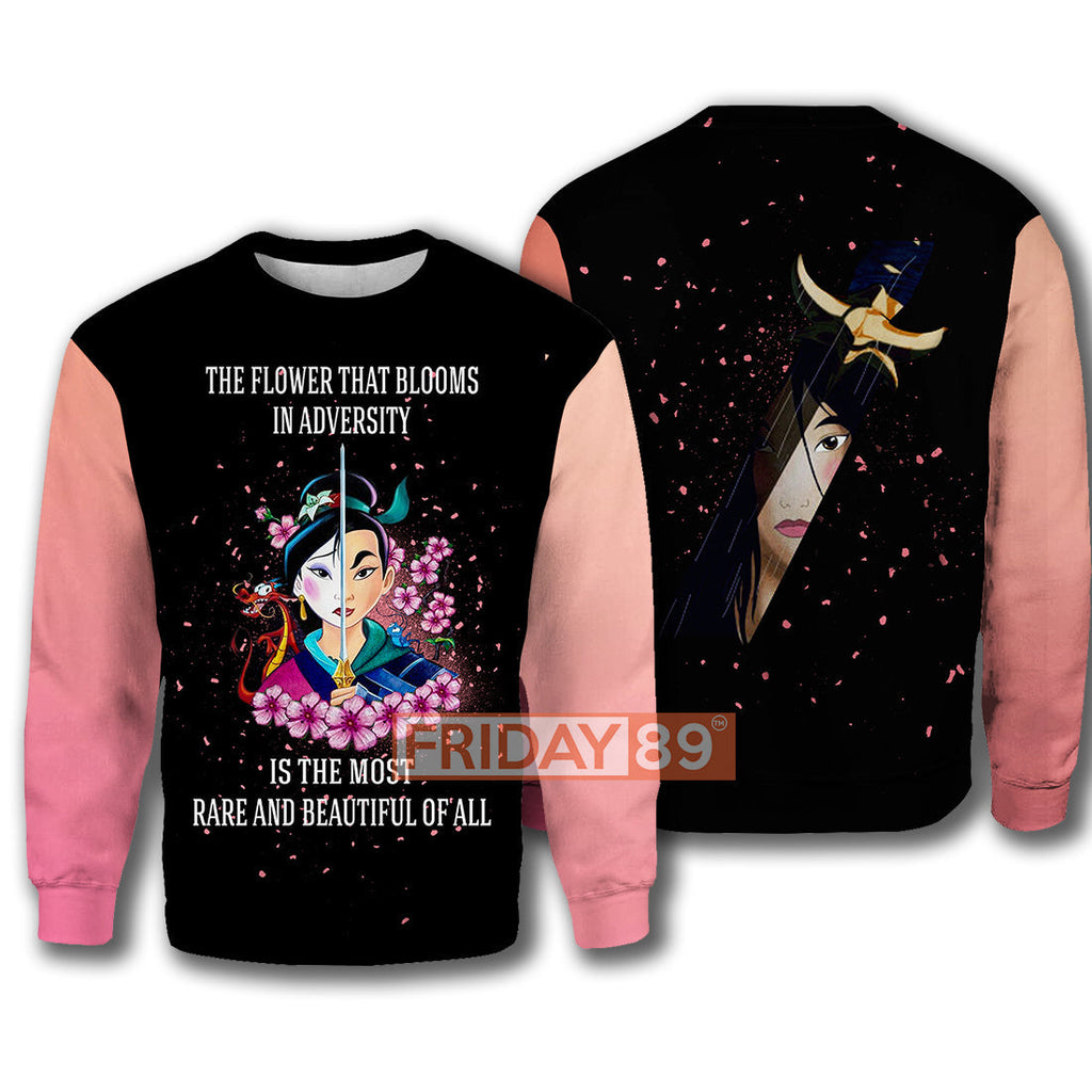 Mulan T-shirt Mulan DN Princess The Flower Blooms In Adversity Black Hoodie High Quality DN Hoodie Sweater Tank