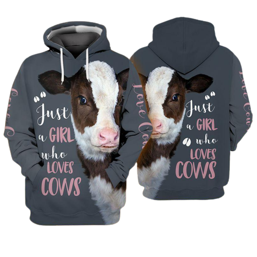 Gifury Cow Shirt Cow Apparel Just A Girl Who Loves Cow Farmer Grey Hoodie Cow Hoodie 2025